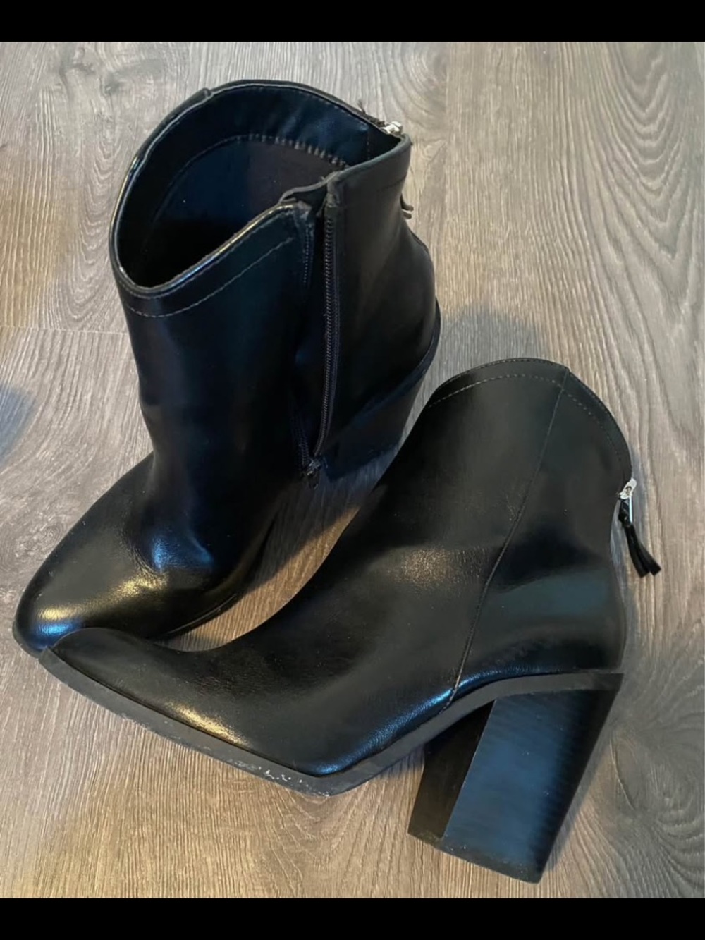 Call It Spring Black Leather-Look Ankle Booties with Block Heel